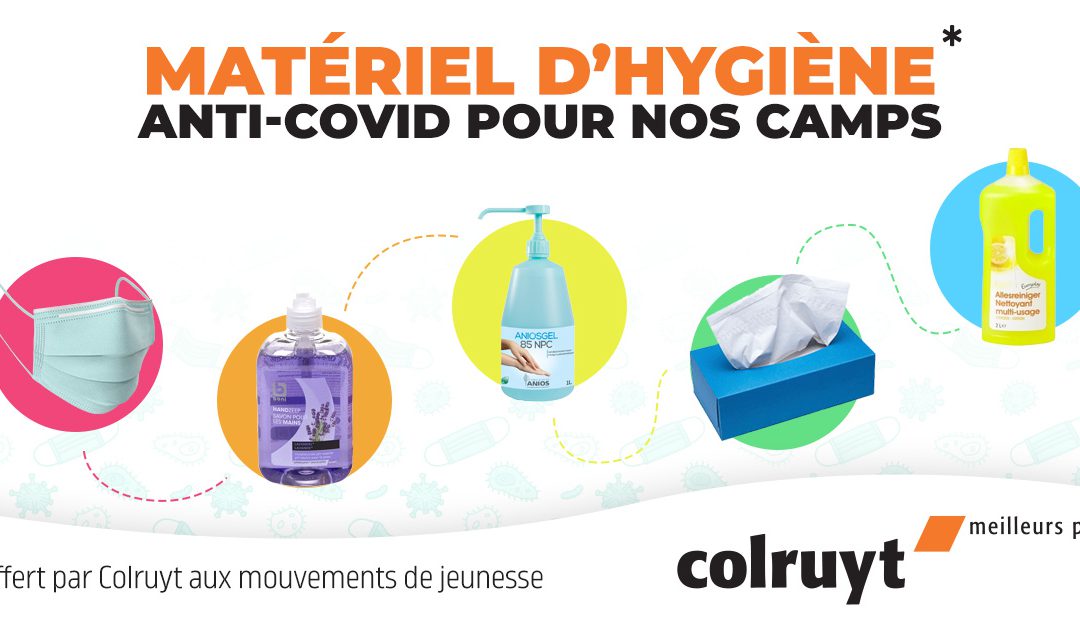 Partenariat avec Colruyt : disposition de colis de matériel d’hygiène anti-covid